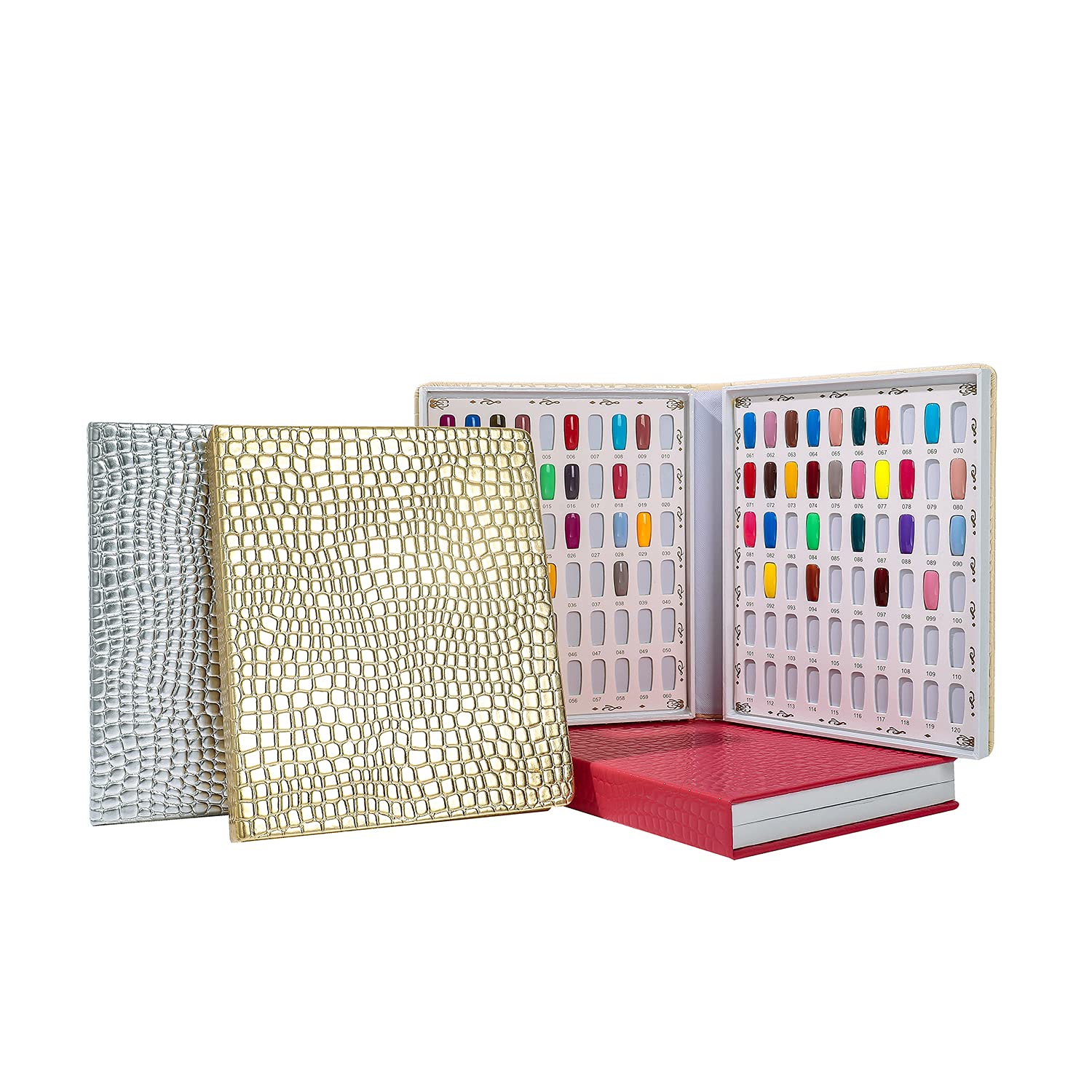 Nmkl 120 Nail Color Chart Display Book For Nail Polish Uv Gel Color Cards Nail Salon Tool With False Nail Tips (Gold)